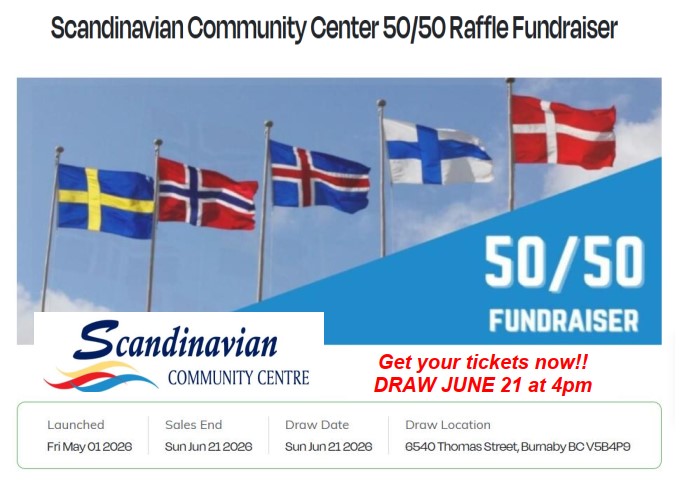 Scandinavian Community Centre 50/50 Raffle Fundraiser – Midsummer!